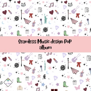 Music Seamless Eras Paper File Pop star ICONS Seamless Download Swifty Printable Eras Pattern Swift Digital Icons  Seamless