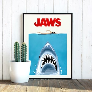 Jaws Minimalist Movie Poster, Digital Download Wall Art, Printable Wall Art, Modern, Unique, Downloadable Prints