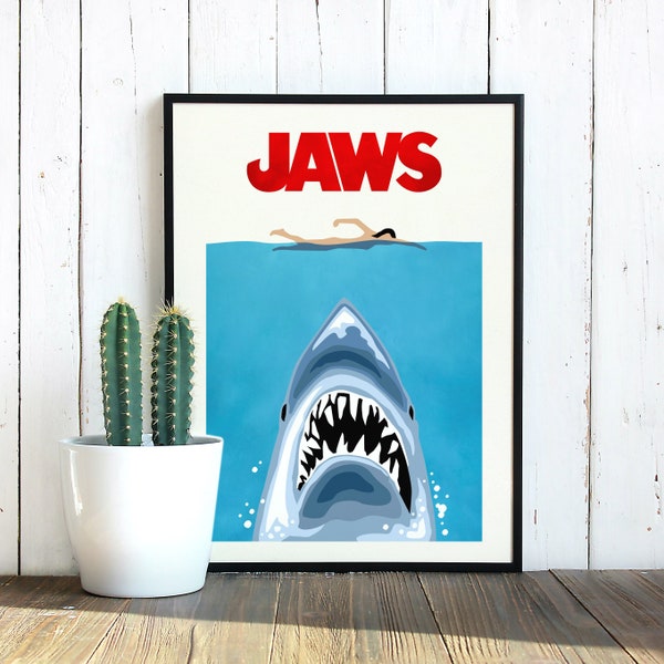 Jaws Minimalist Movie Poster, Digital Download Wall Art, Printable Wall Art, Modern, Unique, Downloadable Prints