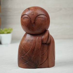 Wooden Jizo Sculpture 7.8&quot; inch - 20 Cm, Jizo Statue, Wooden Statue, Japanese Jizo, Buddha Jizo, Guardian Jizo, Buddha, Room Decor, Outdoor