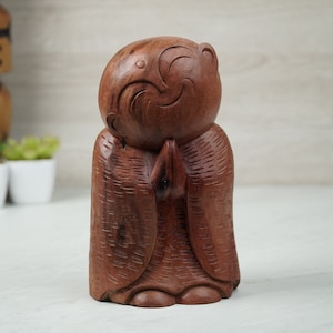 Wooden Jizo Sculpture 7.8&quot; inch - 20 Cm, Jizo Statue, Wooden Statue, Japanese Jizo, Buddha Jizo, Guardian Jizo, Buddha, Room Decor, Outdoor