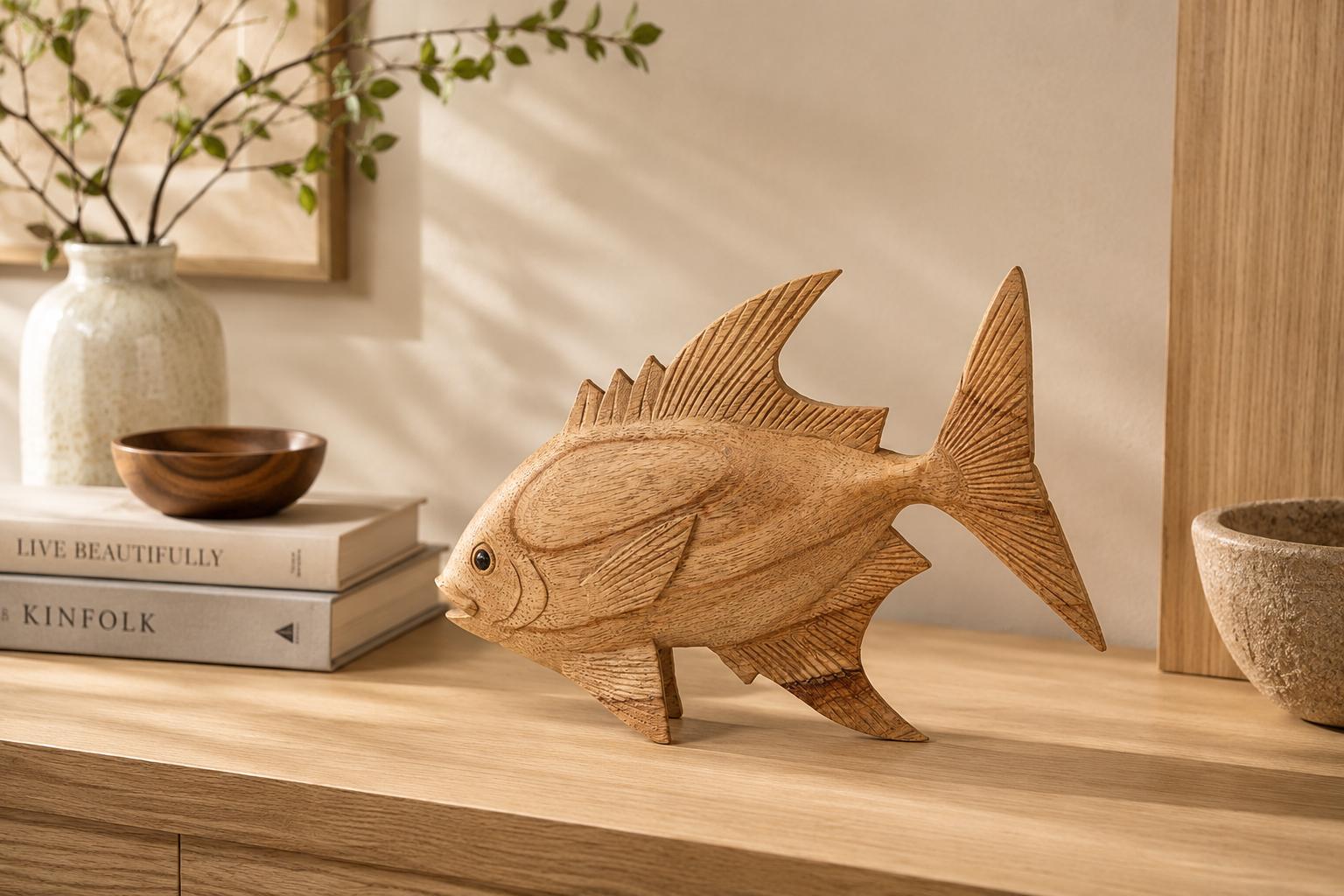 木製・魚の彫刻（長さ39cm） Fish wood carving - Etsy 日本