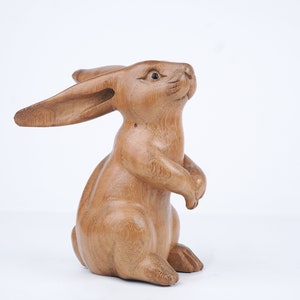 Wooden Rabbit Sculpture, Wood Carving, Handmade, Hand Carved, Handicrafts, Miniature, Home Decor, Room Decor, Birthday Gift