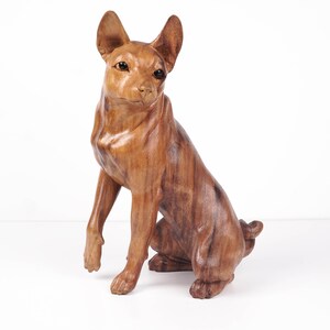 Wooden Dog Sculpture 11.8&quot; inch - 30 cm, Dog Statue, Animal Statue, Dog Lover, Animal Lover, Ornament, Housewarming, Home Decor, Gifts