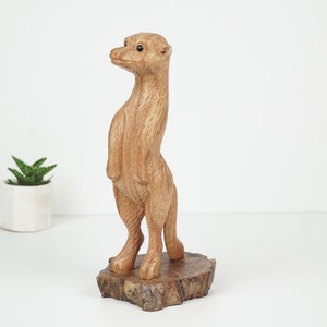 The Meerkat Wooden Statue 7.8&quot; inch - 20 Cm, Meerkat Figure, Southern Africa Animal, Animal Lover, Meerkat Lover, Handmade, Hand Carved