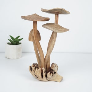 Larga Mushroom Sculpture, Personalized Statue, Hand Carved Miniature, Wood Carving, Wooden Figure, Kitchen Decor, Wedding Gift, New Year