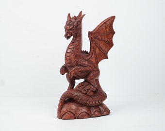 Wooden Dragon Statue 20 cm - 7.9" inch, Wooden Statue, Handmade, Hand Craved, Miniature, Home Decor, Room Decor, Birthday Gift, Father Day