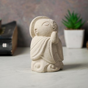 Jizo Statue 10 Cm - 3.9&quot; inch, Stone Statue, Japanese Jizo, Buddha Jizo, Guardian Jizo, Buddha, Garden Decor, Outdoor, Home Decor