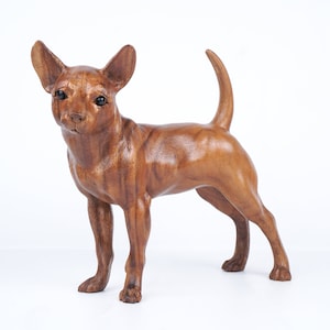 Wooden Chihuahua Dog Sculpture 11.8" inch / 30 Cm, Wooden Dog Sculpture, Dog Lover, Gifts