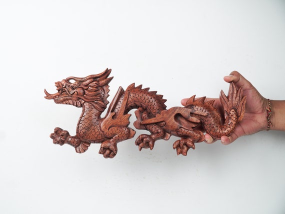 木製のドラゴンの壁掛け像、木彫り、手作り、手彫り、新築祝い 