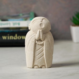 Jizo Statue 10 Cm - 3.9&quot; inch, Stone Statue, Japanese Jizo, Buddha Jizo, Guardian Jizo, Buddha, Garden Decor, Outdoor, Home Decor