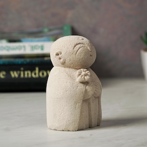 Jizo Statue 10 Cm - 3.9&quot; inch, Stone Statue, Japanese Jizo, Buddha Jizo, Guardian Jizo, Buddha, Garden Decor, Outdoor, Home Decor, Gifts