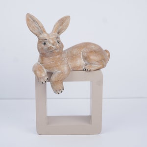 Wooden Rabbit Sculpture, Handmade, Hand Carved, Wood Carving, Home Decor, Room Decor, Birthday Gift, Christmas Gift, Rabbit Lover, Animal