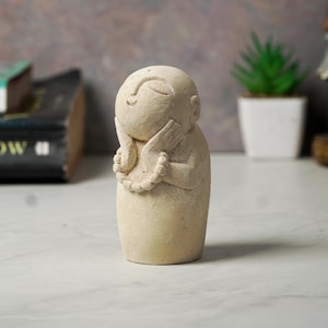 Jizo Statue 10 Cm - 3.9&quot; inch, Stone Statue, Japanese Jizo, Buddha Jizo, Guardian Jizo, Buddha, Garden Decor, Outdoor, Home Decor