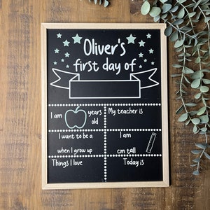 Personalized First Day of School Chalkboard Sign