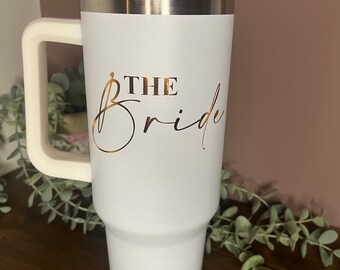 Bridal Party Travel Mug | Bride Gift | Stanley Dupe Cold Cup / Tumbler | Bride / Hen / Wedding Travel Mug | Insulated Name Cup with Handle