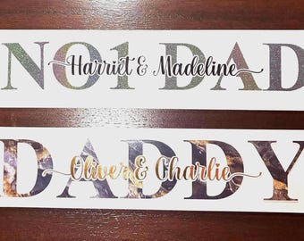 Personalised Father’s Day Gift: Daddy/Day Glass Plaque, Daddy Keepsake Sign