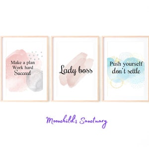 Girl Boss Print, Digital wall art, Printable wall art, watercolor quote art, Office Decor, Office Wall Art, Boss Lady Gift, Boss Lady Print