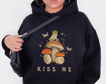 Frog Hoodie Mushroom Hoodie Frog Sweatshirt Cottagecore Hoodie Butterfly Hoodie Butterfly Sweatshirt Goblincore Hoodie Frog Sweater