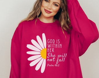 Sudadera con versículo de la Biblia Sudadera cristiana Sudadera con capucha de Jesús Camisa de flores silvestres Cuello redondo de Jesús Ropa de Jesús Ropa cristiana Camisa de Jesús