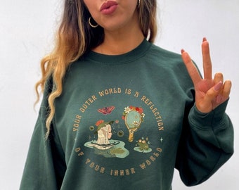 Grunge Fairycore Frog Sweatshirt Fairycore Clothing Moth Sweatshirt Cottagecore Clothes Witchy Clothes Goblincore Clothing Growth Mindset