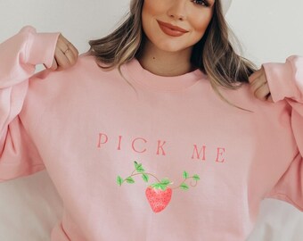 Strawberry Sweater Strawberry Sweatshirt Cottagecore Sweater Strawberry Crewneck Fall Sweater Fruit Sweatshirt Cottagecore Sweatshirt