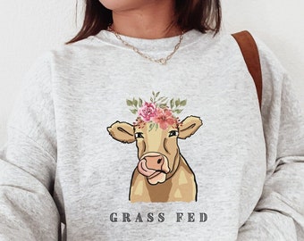 Kuh Sweatshirt Kuh Crewneck Cow Shirt Cottagecore Sweatshirt Western Shirt Rodeo Shirt Kuh Geschenke Vintage Sweatshirt Kuh Kleidung