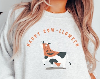 Cow Sweatshirt Cow Sweater Ghost Sweatshirt Cottagecore Sweatshirt Halloween Sweatshirt Western Crewneck Halloween Clothes Fall Apparel