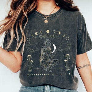 Whimsigoth Mushroom Shirt Moon Child Shirt Mystical Shirt Witch Clothes Goblincore Shirt Celestial Shirt Moon Goddess Manifest Shirt