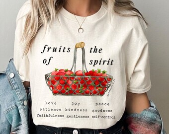 Fruits Of The Spirit Fruit Of The Spirit Strawberry Shirt Catholic TShirt Cottage Core Shirt Christian Clothes Catholic Merch Jesus Apparel