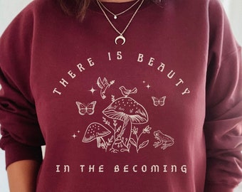 Mushroom Sweatshirt Mushroom Sweater Frog Sweatshirt Butterfly Sweatshirt Goblincore Sweater Goblincore Clothing Forestcore Clothing