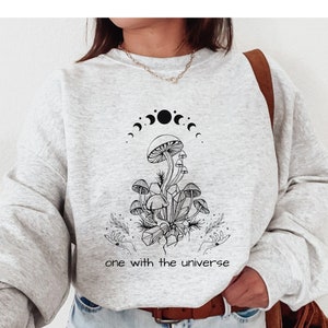 Mushroom Sweatshirt Mushroom Sweater Cottagecore Sweatshirt Moon Sweatshirt Crystal Shirt Mystical Shirt Moon Phase Sweatshirt Moon Shirt