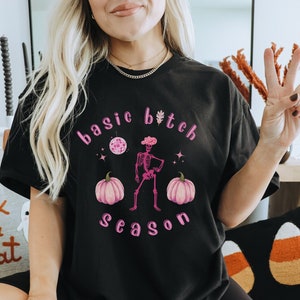 Basic Bitch Shirt Tanzen Skeleton Shirt Disco Cowgirl Cosmic Cowgirl Kürbis Patch Shirt Skeleton Shirt Herbst Shirt Halloween Shirt
