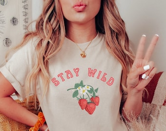 Aardbei Shirt Fruit Shirt Aardbei T-shirt Cottagecore Shirt Cottage Core Shirt Aardbei T-shirt Cottagecore Kleding Aardbei Print