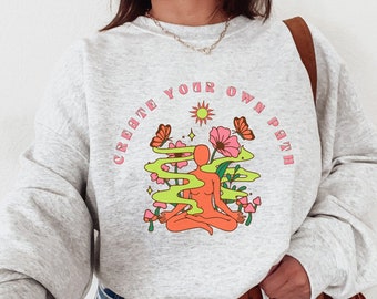 Mushroom Sweatshirt Retro Sweatshirt Butterfly Sweatshirt Mystical Shirt Hippie Shirt Psychedelic Shirt Trippy Shirt Cottagecore Sweatshirt