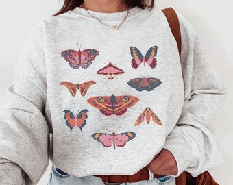 Motten Sweatshirt Motten Pullover Cottagecore Pullover Goblincore Pullover Goblincore Kleidung Cottage Core Kleidung Motten Shirt Mottenflügel