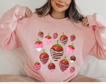 Sudadera de fresa Suéter de fresa Sudadera de Cottagecore Suéter de Cottagecore Ropa de fresa Suéter de San Valentín Suéter de frutas