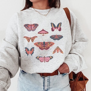 Moth Sweatshirt Moth Sweater Cottagecore Sweater Goblincore Sweater Goblincore Clothing Cottage Core Clothes Moth Shirt Moth Wings