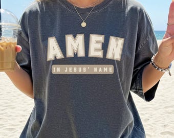 In Jesus Name Amen Shirt Catholic TShirt Christian Clothes Jesus Is King Catholic Clothes Catholic Apparel Christian Merch Catholic Merch