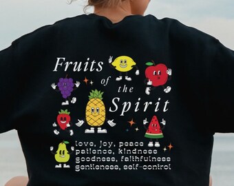 Sudadera de fresas Suéter de fresas Frutos del Espíritu Camiseta cristiana retro Cuello redondo cristiano Merchandising cristiano Ropa urbana cristiana