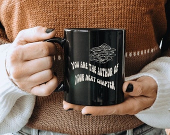 Mushroom Mug Mushroom Coffee Mug Cottagecore Mug Ceramic Mushroom Mug Magic Mushroom Mug Mushroom Cup Black Ceramic Mug Aesthetic Coffee Cup