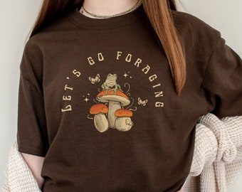Frog Shirt Mushroom Shirt Cottagecore Shirt Frog And Toad Shirt Goblincore Shirt Butterfly Shirt Mystical Shirt Cottagecore Clothing