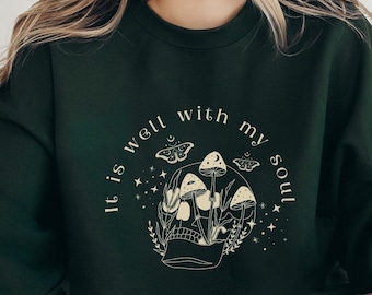Pilz Sweater Goblincore Sweater Dark Academia Witchy Sweatshirt Cottage Core Kleidung Goblincore Kleidung Motten Sweatshirt Magic Mushroom