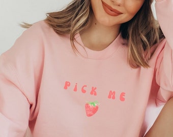 Erdbeer Sweatshirt ErdbeerPullover Cottagecore Pullover Erdbeere Top Erdbeer Kleidung Erdbeer kleidung Y2K Pullover Obst Pullover