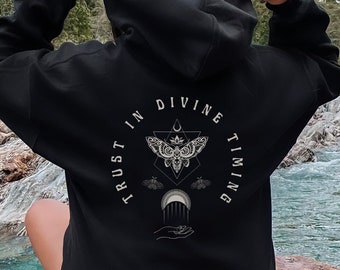 Moth Hoodie Moth Sweatshirt Witchy Sweatshirt Goblincore Sweater Mystical Hoodie Celestial Hoodie Moon Hoodie Manifestation Hoodie