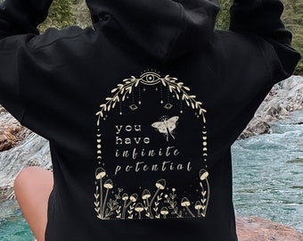 Mushroom Hoodie Moth Hoodie Goblincore Hoodie Mushroom Sweatshirt Cottagecore Hoodie Celestial Hoodie Mushroom Sweater Cottage Core Clothes