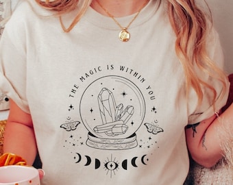 Moth Shirt Witchy Shirt Witchy Woman Shirt Crystal Shirt Moth Wings Divine Feminine Mystical Shirt Moon Child Moon Wreath Moon Child Shirt