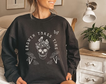 Mushroom Sweatshirt Goblincore Sweater Mushroom Sweater Skull Sweatshirt Cottagecore Sweatshirt Goblincore Clothing Butterfly Sweatshirt