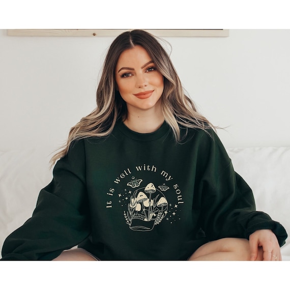 Mushroom Sweater Goblincore Sweater Dark Academia Witchy Sweatshirt Cottage Core Clothes Goblincore Clothing Moth Sweatshirt Magic Mushroom