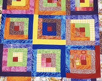 Handmade Modern Quilt, 57 X 57 Inches, Gender Neutral